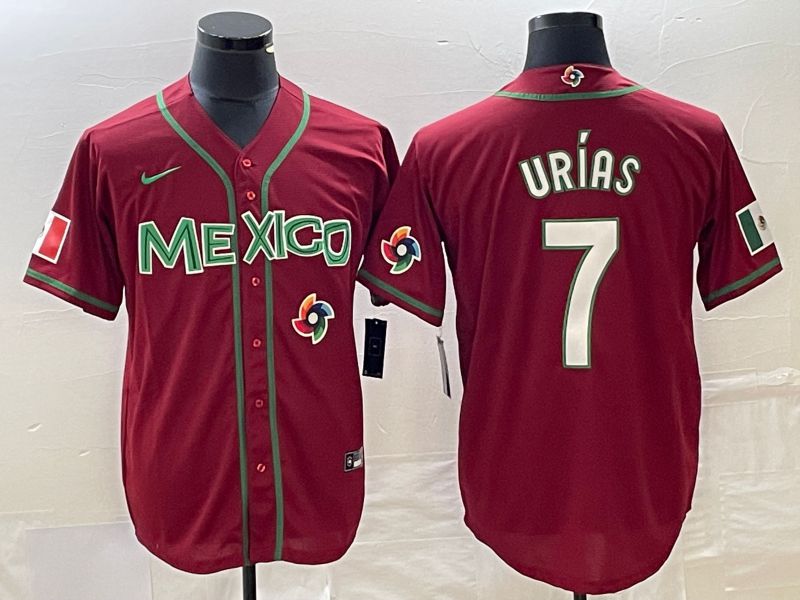 Men 2023 World Cub Mexico #7 Urias Red white Nike MLB Jersey15->more jerseys->MLB Jersey